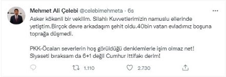 Çelebi yine bombaladı: “Siyaseti bıraksam da 6+1 değil Cumhur İttifakı derim!”