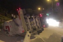 İstanbul'da minibüsle çarpışan beton mikseri devrildi: 2 yaralı