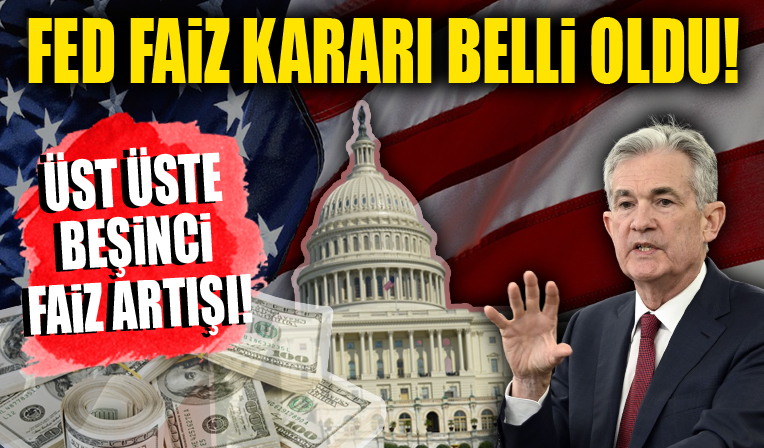 Fed faizi üst üste beşinci kez artırdı!