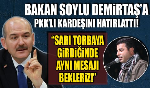 İçişleri Bakanı Soylu'dan HDP'li Demirtaş'a... 'Kandil'deki PKK'lı kardeşi sarı torbaya girdiğinde aynı mesajı bekleriz'