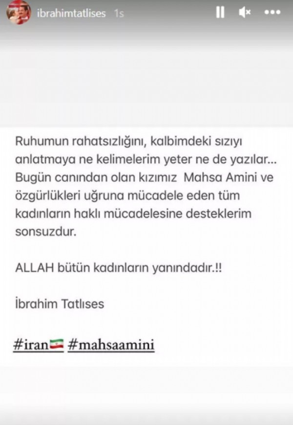 İbrahim Tatlıses'ten Mahsa Amini ve İran'a destek