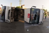 Halk otobüsü ile otomobil çarpıştı, sürücüler yaralandı