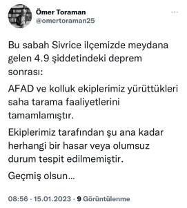 Elazig Valisi Toraman, 'Saha Tarama Faaliyetlerini Tamamlamistir'
