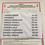 Sinop-Gerze Dolmus Tarifesine 5 TL Zam Haberi