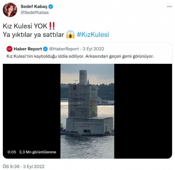 Sedef Kabaş'ın 'Ya yıktılar ya sattılar' dediği Kız Kulesi'nde Türk Bayrağı göründü: Nisan ayında ziyarete açılacak