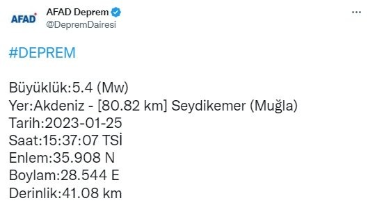 Muğla'da korkutan deprem: İzmir, Antalya, Aydın, Denizli ve Mersin deprem ile sarsıldı