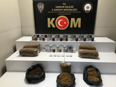 Samsun'da Kaçak 5 Bin 140 Dal Makaron Ve 28 Kilo Tütün Ele Geçirildi
