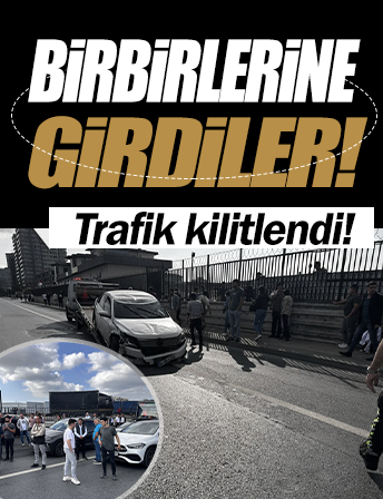 İstanbul'da iki araç birbirine girdi: Trafik kilitlendi