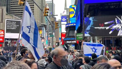 New York'ta Filistin Ve Israil Destekçileri Karsi Karsiya Geldi
