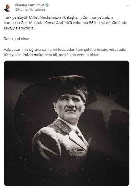 TBMM Başkanı Kurtulmuş'tan 10 Kasım paylaşımı