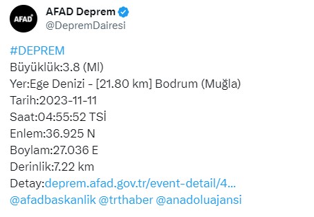 Bodrum'da korkutan deprem!