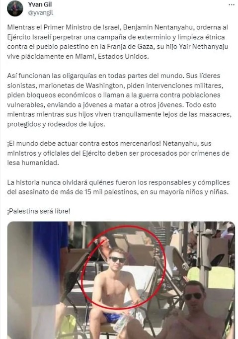 Katil Netanyahu'ya oğlu üzerinden sert sözler: Babası etnik temizlik oğlu tatil yapıyor