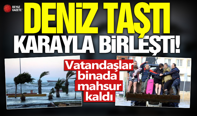 İskenderun’da deniz taştı, karayla birleşti