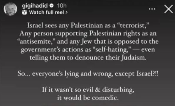 Filistin asılllı model Gigi Hadid: İsrail her Filistinliyi terörist görüyor! Bu şeytanca