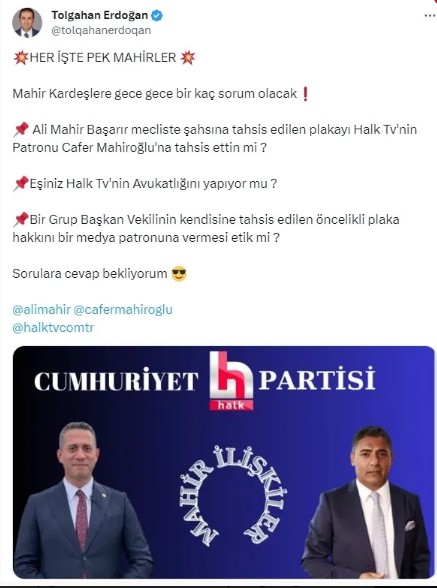 CHP'li Togahan Erdoğan'dan Ali Mahir Başarır'a 3 soru: Her işte pek 'Mahir'ler! Yeni iddialar ve ifşalar