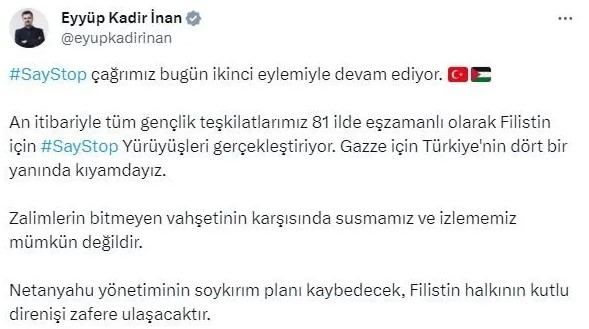 AK Parti Gençlik Kolları 81 ilde eşzamanlı #SayStop yürüyüşü.... 'Türkiye'nin dört bir yanında kıyamdayız'