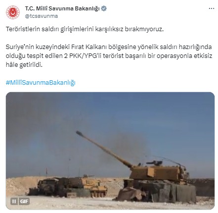 Fırat Kalkanı bölgesinde 2 terörist etkisiz hale getirildi