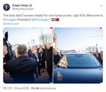 Erdogan'in Togg Hediye Ettigi Orban'dan Güldüren Paylasim