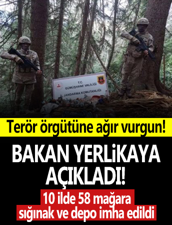 Terör örgütüne ağır vurgun! Ali Yerlikaya açıkladı: 10 ilde 58 mağara, sığınak ve depo imha edildi