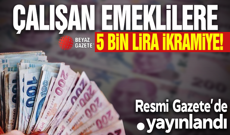 Çalışan emeklilere 5 bin lira ikramiye Resmi Gazete'de