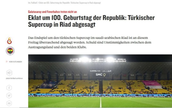 Ertelenen Süper Kupa finali dünya basınında yer buldu