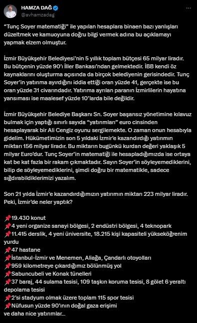 AK Partili Dağ Tunç Soyer'in 'Yatırım yapılmadı' algısını patlattı! Masal anlatmaktan bıkmadınız mı?