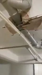 Afet bölgesindeki bir binada gider boruları için kirişlerin delindiği görüldü