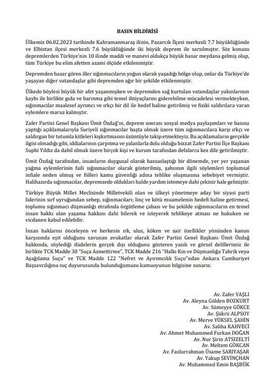 Sığınmacıları hedef alan Özdağ hakkında suç duyurusu: Hukuken kabul edilemez