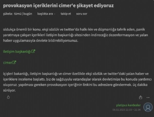 Ekşi Sözlük'te deprem provokasyonu! Operasyon başlatıp ardından delilleri yok ettiler