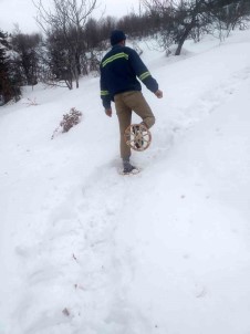 Kastamonu'da 15 Gündür Kardan Dolayi Yolu Kapali Olan Köylüler, Ayaklarina Giydikleri Gigile Ile Ilaçlarini Alabiliyor