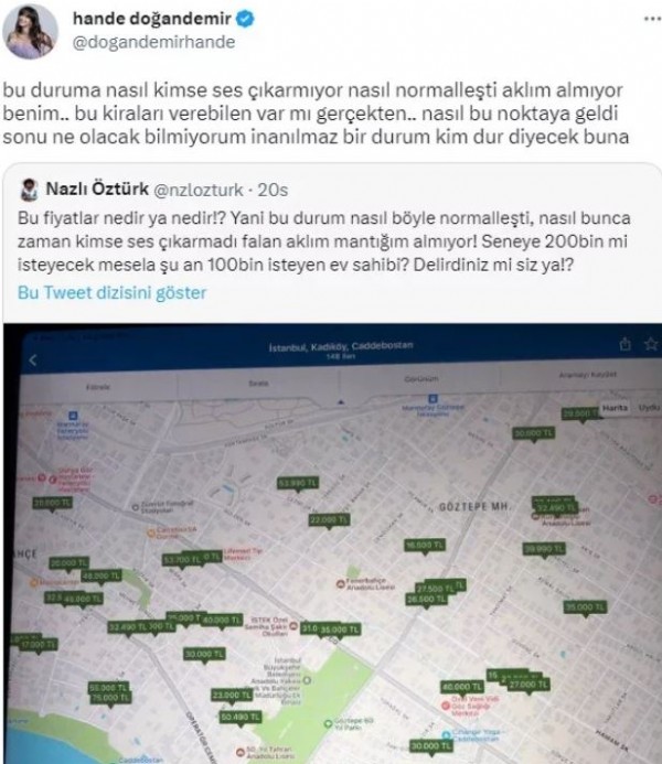Hande Doğandemir'in kira isyanı