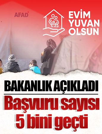 'Evim Yuvan Olsun' kampanyasına bugün itibarıyla 5 binden fazla başvuru yapıldı