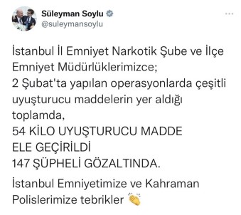 Içisleri Bakani Süleyman Soylu Duyurdu Açiklamasi 147 Kisi Gözaltina