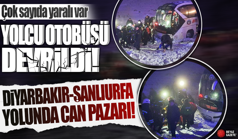 Diyarbakır-Şanlıurfa yolunda buzlanma sonucu yolcu otobüsü devrildi: Çok sayıda yaralı var