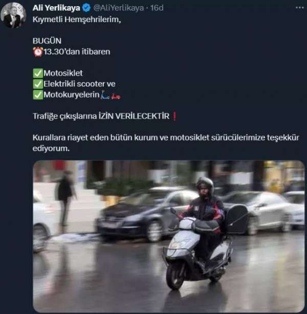 İstanbul'da motokurye yasağı kalkıyor.. Valilik saat verdi