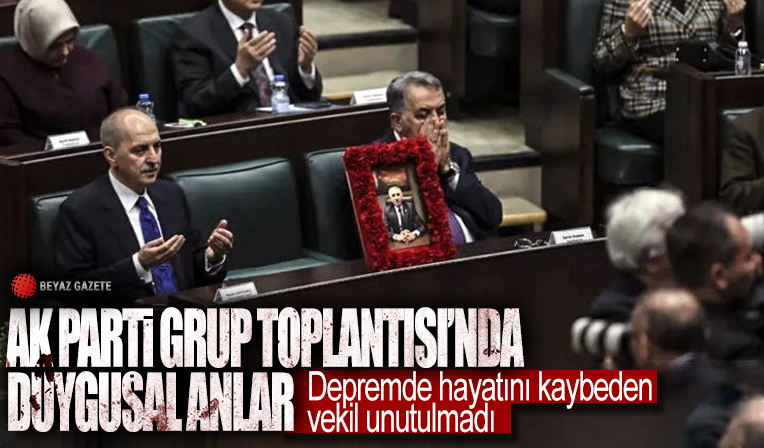 AK Parti Grup Toplantısı öncesi, depremde hayatını kaybeden milletvekili Yakup Taş unutulmadı