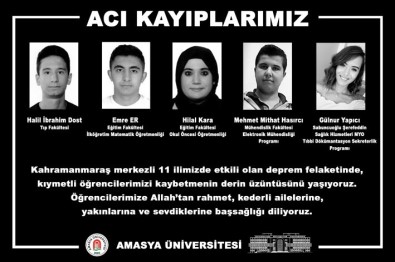 Amasya Üniversitesi Depremde 5 Ögrencisini Kaybetti