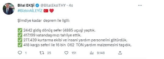 THY deprem bölgesinden 417 bin 199 kişiyi tahliye etti