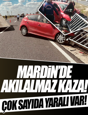 Mardin'de tırın sıkıştırdığı otomobile bariyer ok gibi saplandı: 4 yaralı