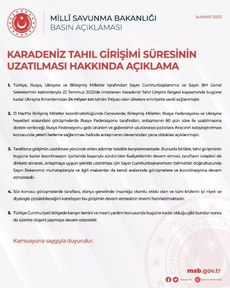 Türkiye'den tahıl koridoru açıklaması