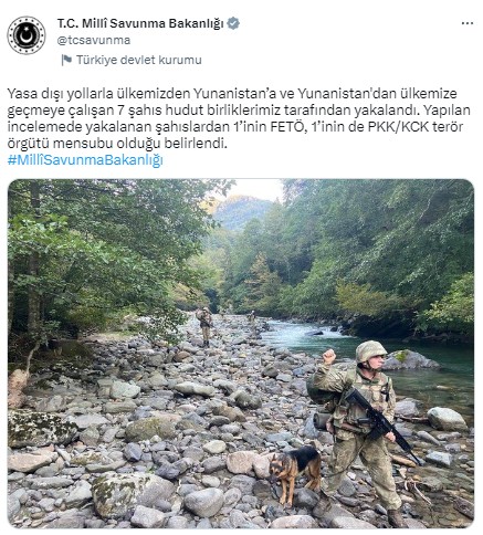 MSB duyurdu: 2 terörist Yunanistan sınırında yakalandı!