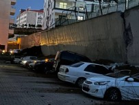 İSTİNAT DUVARI - Yozgat’ta feci olay: İstinat duvarı çöktü, 11 araç hasar gördü!