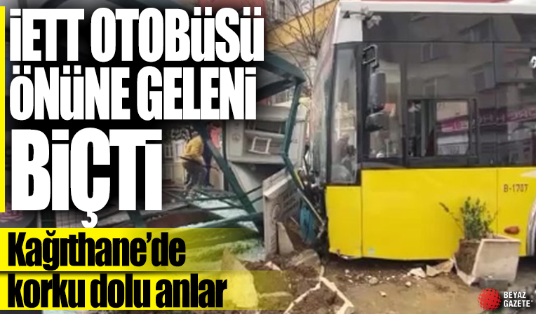 Kağıthane'de korku dolu anlar! Frenleri, boşalan halk otobüsü dehşet saçtı