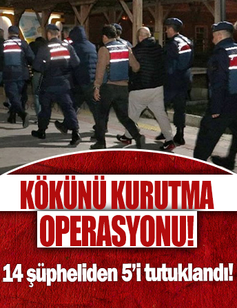 Kökünü Kurutma Operasyonu: 14 şüpheliden 5'i tutuklandı