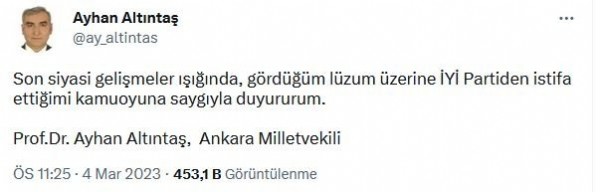 İYİ Parti'de istifa depremi: Ayhan Altıntaş partisinden ayrıldığını duyurdu
