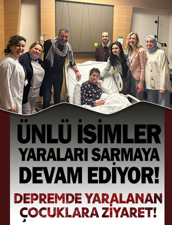 Ünlü şarkıcı Hakan Altun ve Futbolcu Tucay Şanlı'dan depremde yaralı kurtarılan çocuklara ziyaret