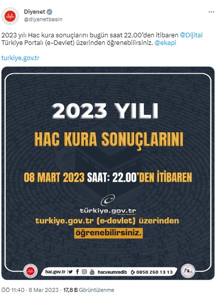 Diyanet duyurdu: Hac kuraları e-Devlet üzerinden açıklanıyor