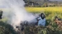 Muğla'da kaza yapan araç alev aldı