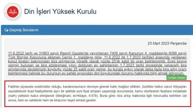 Trabzonlu Kira Artisi Ile Ilgili Din Isleri Yüksek Kurulu'na Fetva Basvurusunda Bulundu, Kurul Cevabini Siteden Duyurdu