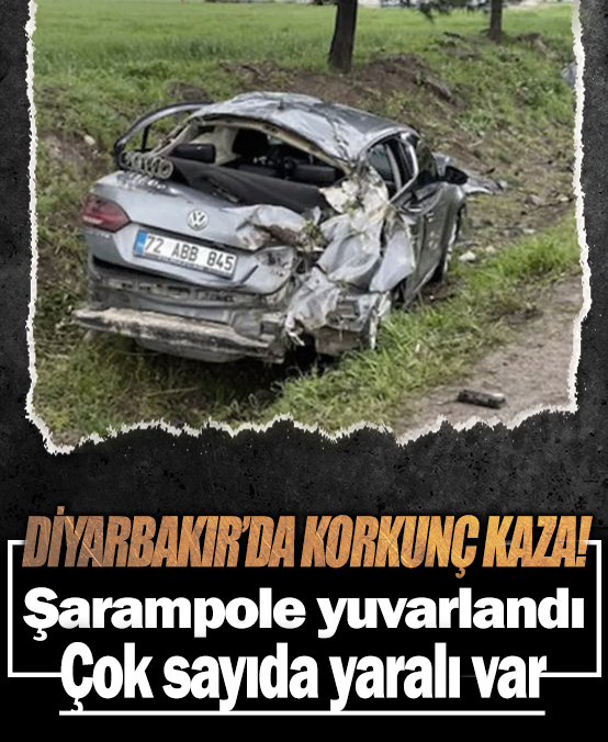 Diyarbakır’da otomobil şarampole yuvarlandı: 1’i ağır 5 yaralı
